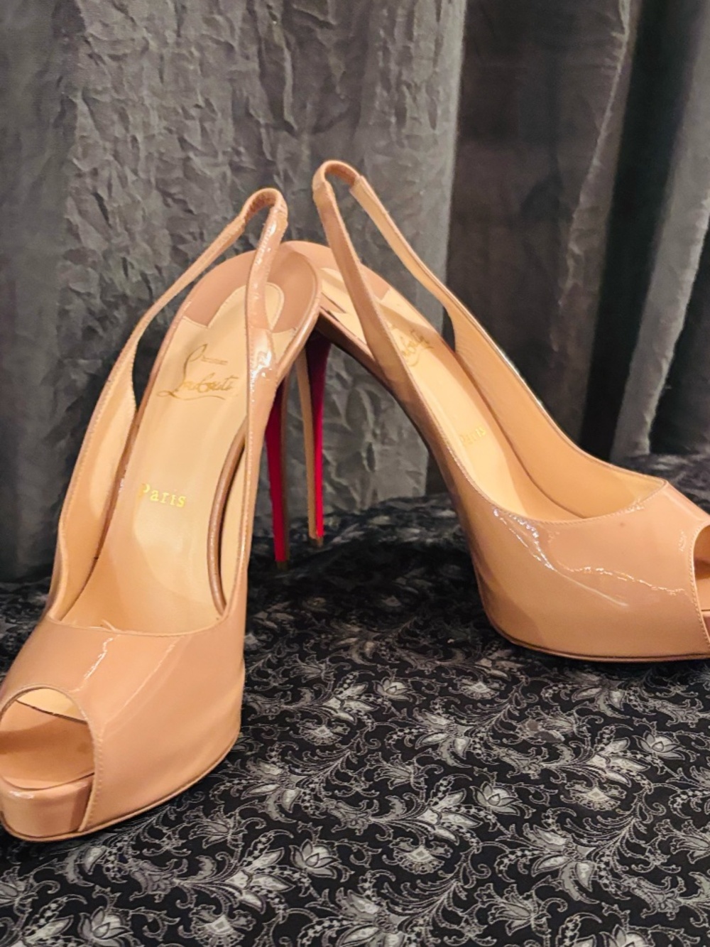 Christian Louboutin slingback Redbottom peeptoe heels
